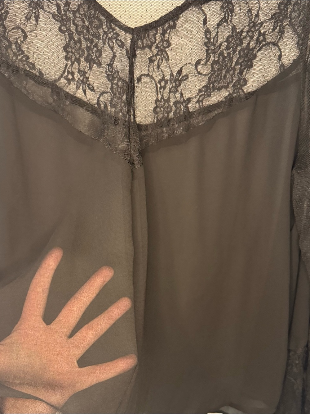 Torrid Black Sheer Lace Mesh Blouse Size 2 Plus Size Fairycore Goth Boho Top - Picture 5 of 5